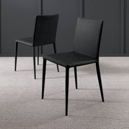 Kovová židle do obývacího pokoje potažená 2dílnou ekokůží Made in Italy - Meridian Viadurini