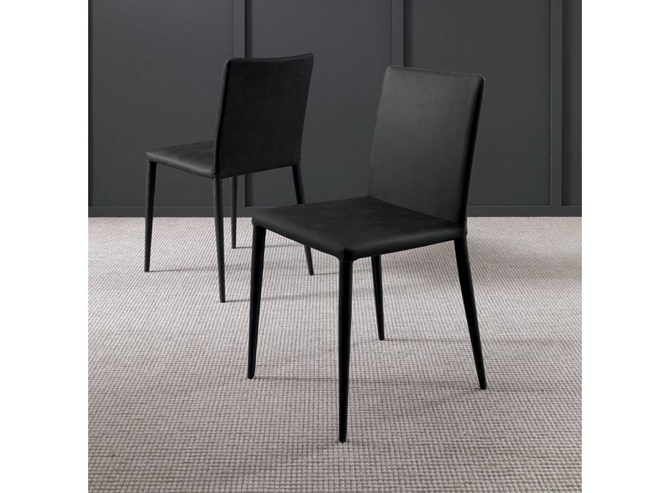Kovová židle do obývacího pokoje potažená 2dílnou ekokůží Made in Italy - Meridian Viadurini