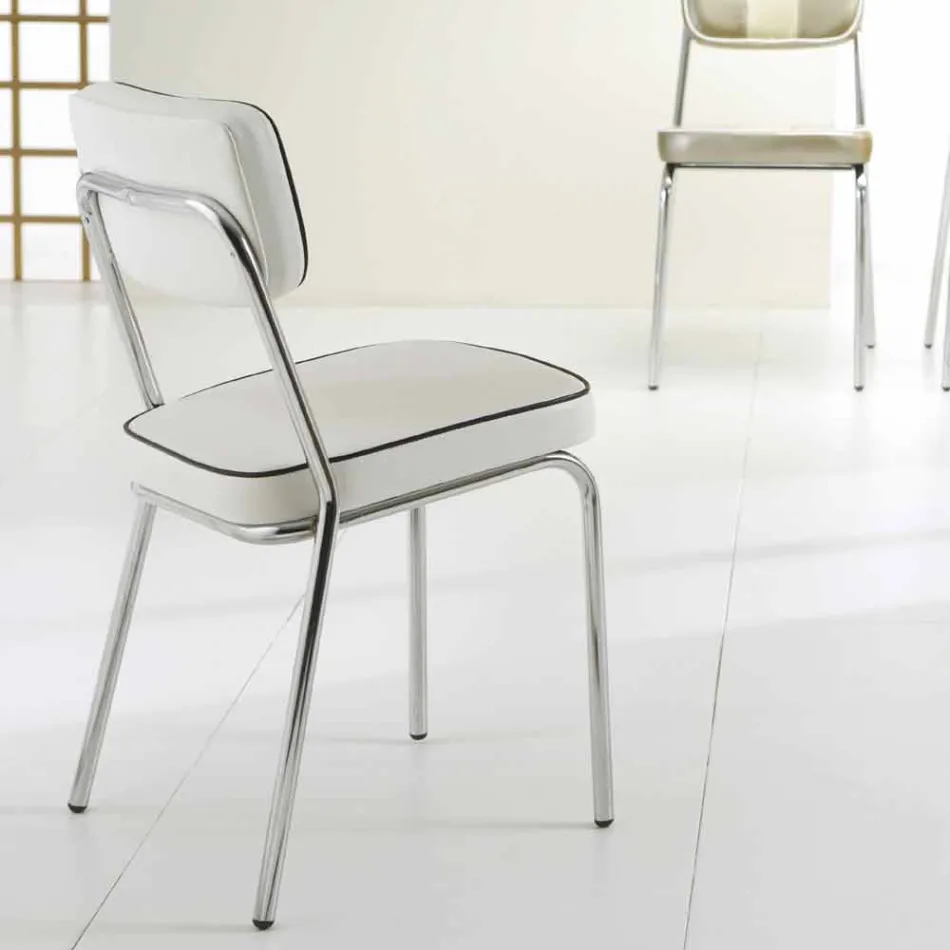 Židle ve stylu 50. let z umělé kůže s graffiti a bílým okrajem Unica Viadurini