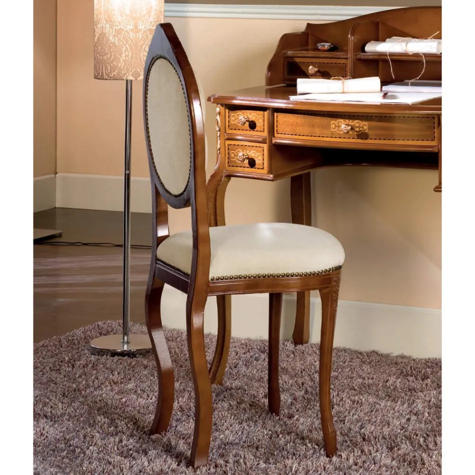 Židle v klasickém stylu z čalouněného ořechového dřeva vyrobená v Itálii - elegantní Viadurini