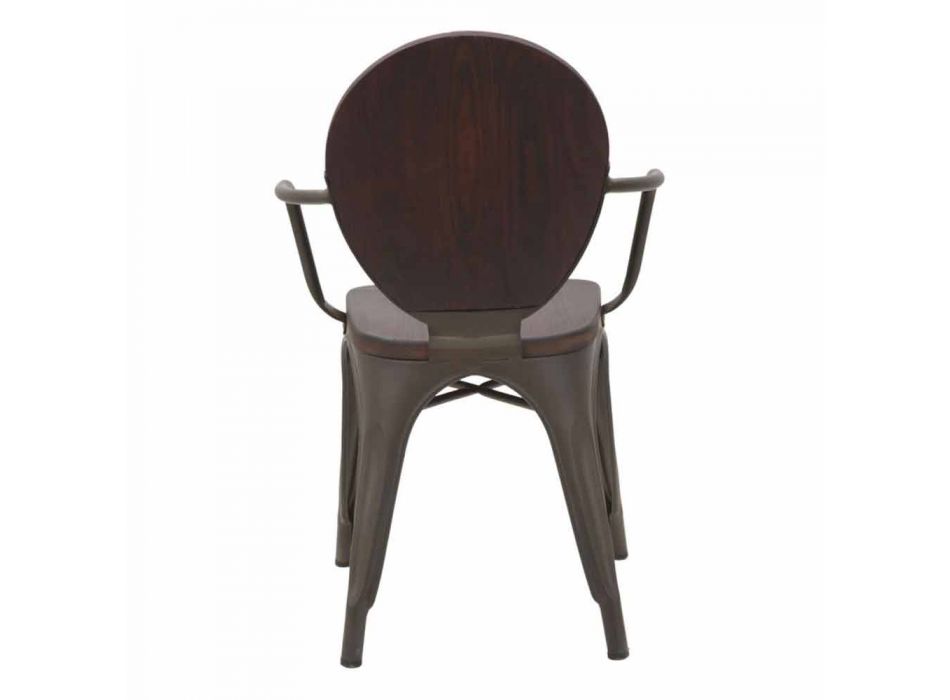 Průmyslová židle moderního designu ze železa a dřeva, 2 kusy - Delia Viadurini