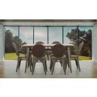 Průmyslová židle moderního designu ze železa a dřeva, 2 kusy - Delia Viadurini