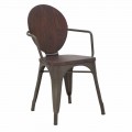Židle průmyslového designu Dřevěná sedačka a železná základna, 2 kusy - Delia