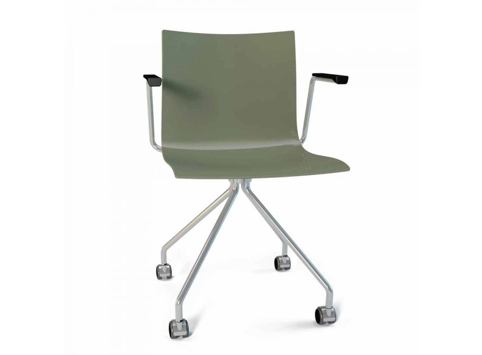 Otočná kancelářská židle s područkami a kolečky v italském barevném designu - Verenza Viadurini