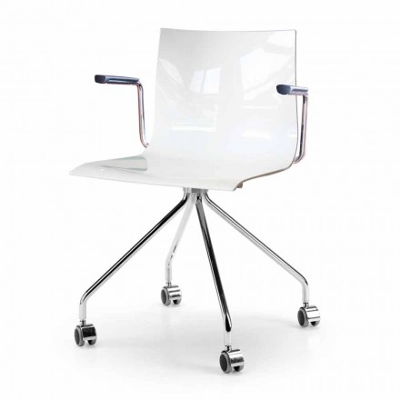 Otočná kancelářská židle s područkami a kolečky v italském barevném designu - Verenza Viadurini