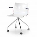 Otočná kancelářská židle s područkami a kolečky v italském barevném designu - Verenza
