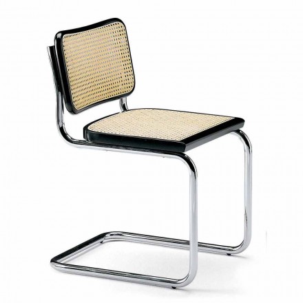 Slámová kancelářská židle s ocelovou a dřevěnou konstrukcí Made in Italy - Baviera Viadurini