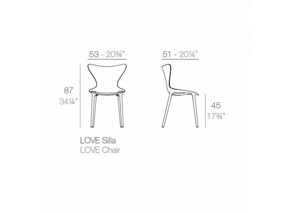Stohovatelná zahradní židle z polypropylenu, 4 kusy - Love od Vondom Viadurini