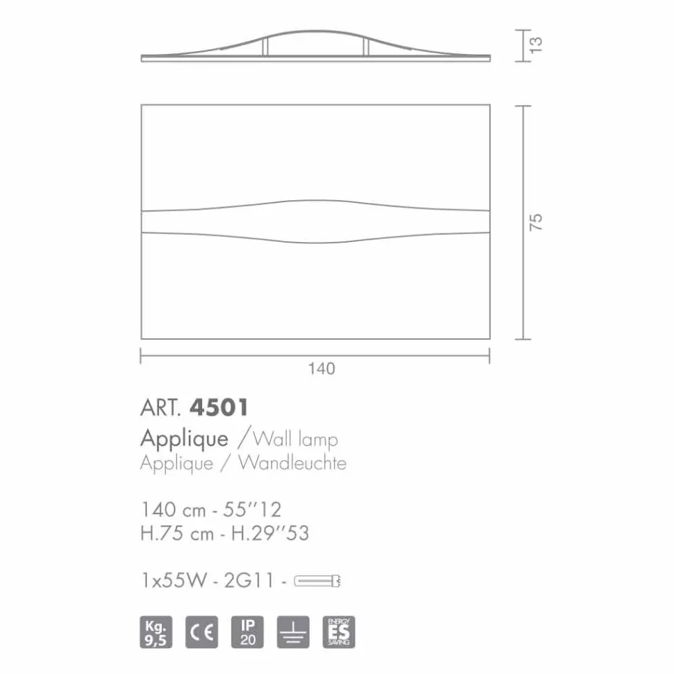 Selene Art &amp; Light svícen s texturou panely 140xH75 cm Viadurini