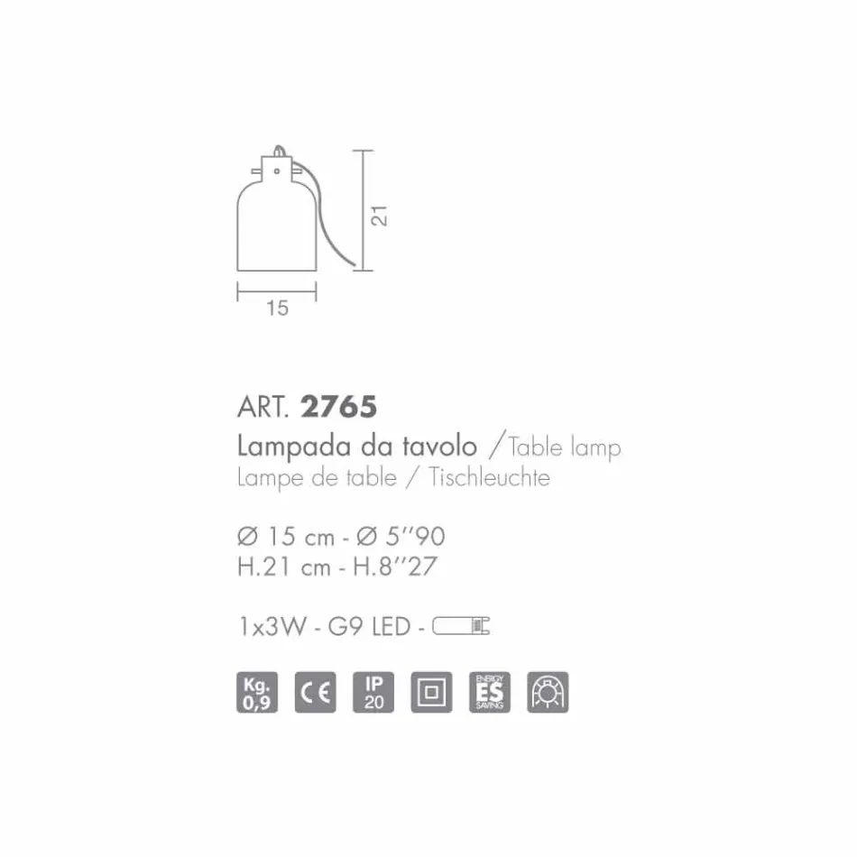 Selene Bossa Nova lampičky Ø15 H 21 cm v jantarové foukané sklo Viadurini