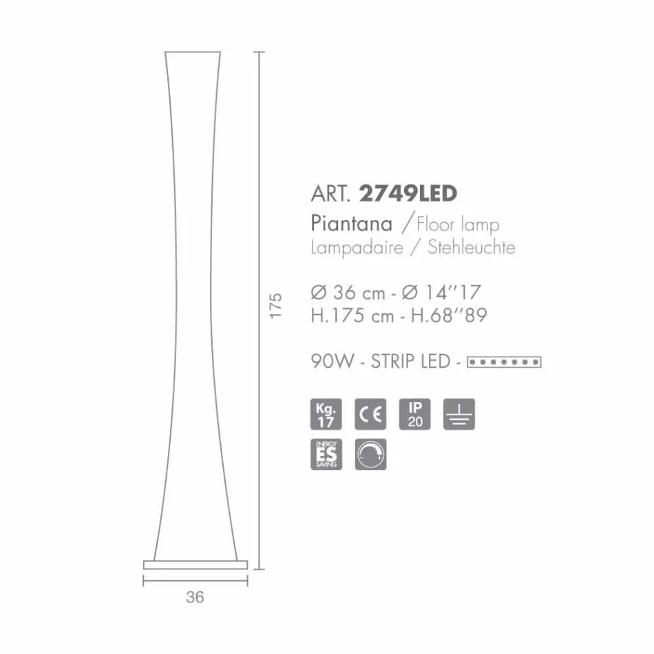 Selene přesýpacích foukané sklo stojací lampa H175cm Ø36 Viadurini