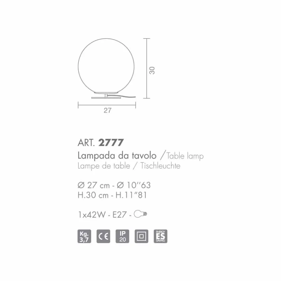 Selene Domino z bílého stolní lampy v foukaného O27 H 30cm Viadurini