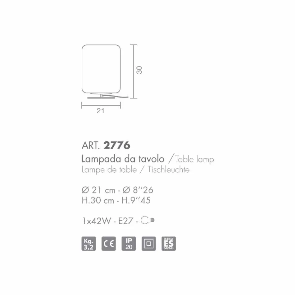 Selene Domino stolní lampa O21 H30cm, foukané sklo vyrobené v Itálii Viadurini