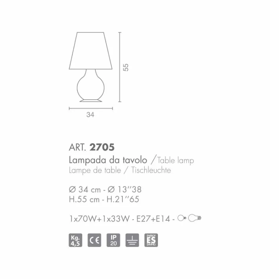 Selene Forever stolní lampa bílé foukaného Ø34 H 55cm Viadurini