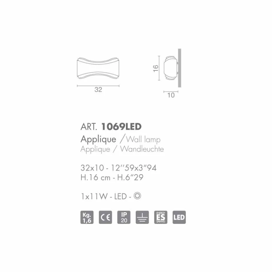 Selene Ionica nášivka 32x10 H16cm ocel a sklo vyrobené v Itálii Viadurini