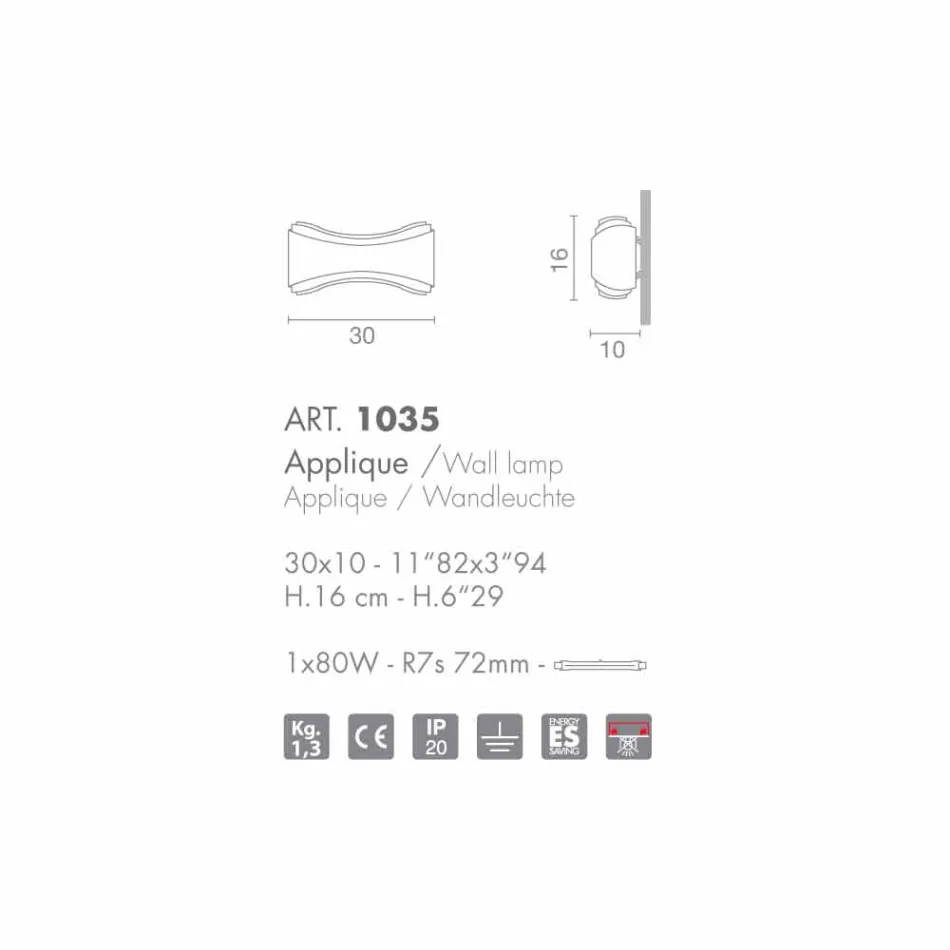 Selene Ionica nástěnné svítidlo vyrobeno v Itálii, 30x10 H16cm, skla a oceli Viadurini