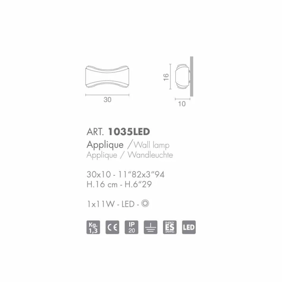 Selene Ionica nástěnné svítidlo vyrobeno v Itálii, 30x10 H16cm, skla a oceli Viadurini