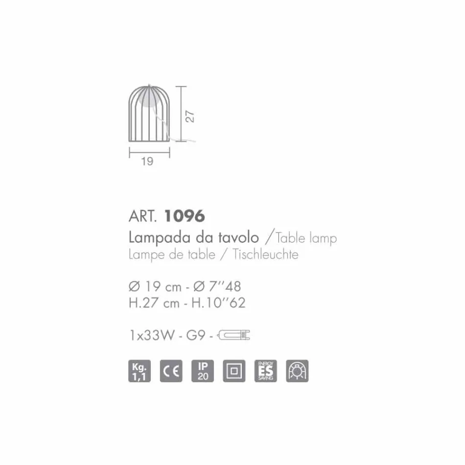 Selene Kluvì lumetto foukané sklo a kov Ø19 H 27cm Viadurini