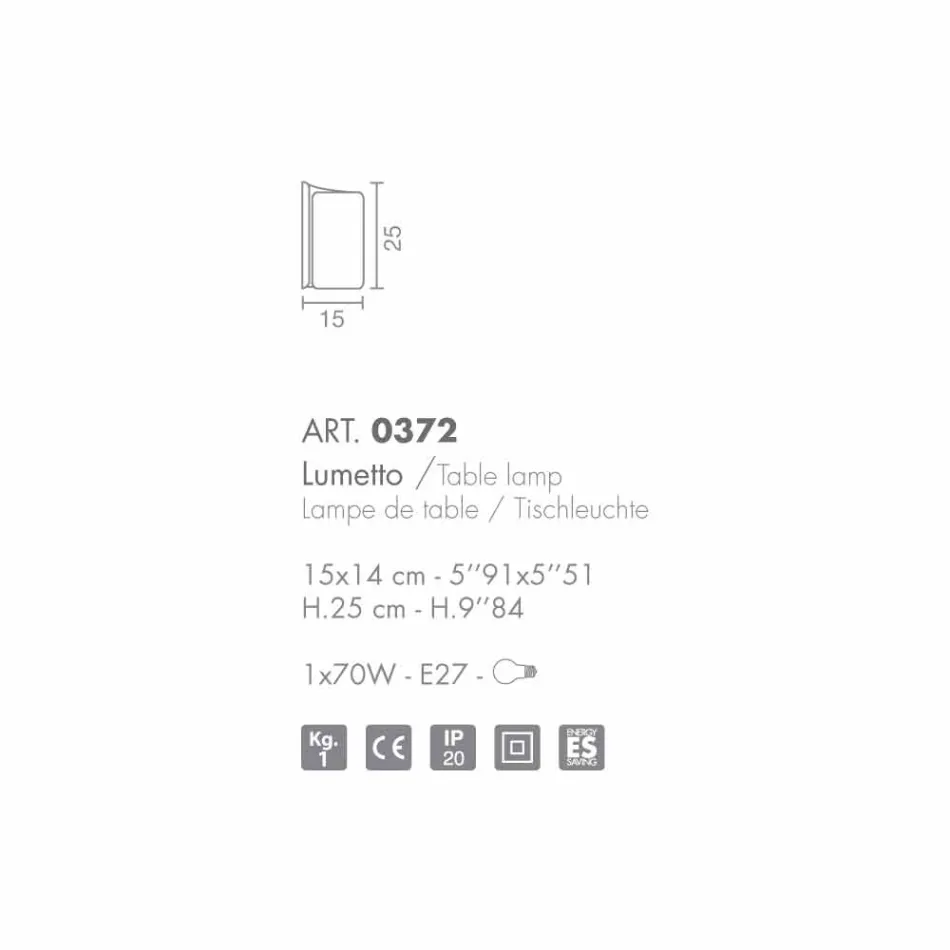 Selene Papiro stolní lampa krystal vyrobený v Itálii 15x14xH25cm Viadurini