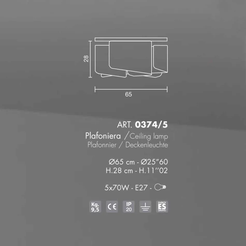 Selene Papiro stropní svítidlo Moderní křišťálové Ø65 H28cm, made in Italy Viadurini