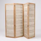 Venkovní přepážka v provedení teak, hliník a tkaní lan - Vision Viadurini