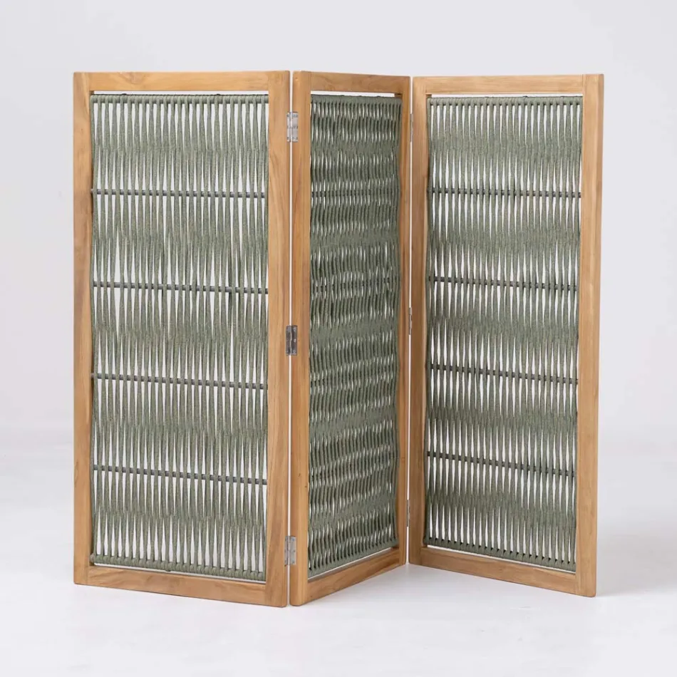 Venkovní přepážka v provedení teak, hliník a tkaní lan - Vision Viadurini