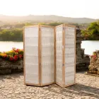 Venkovní přepážka v provedení teak, hliník a tkaní lan - Vision Viadurini