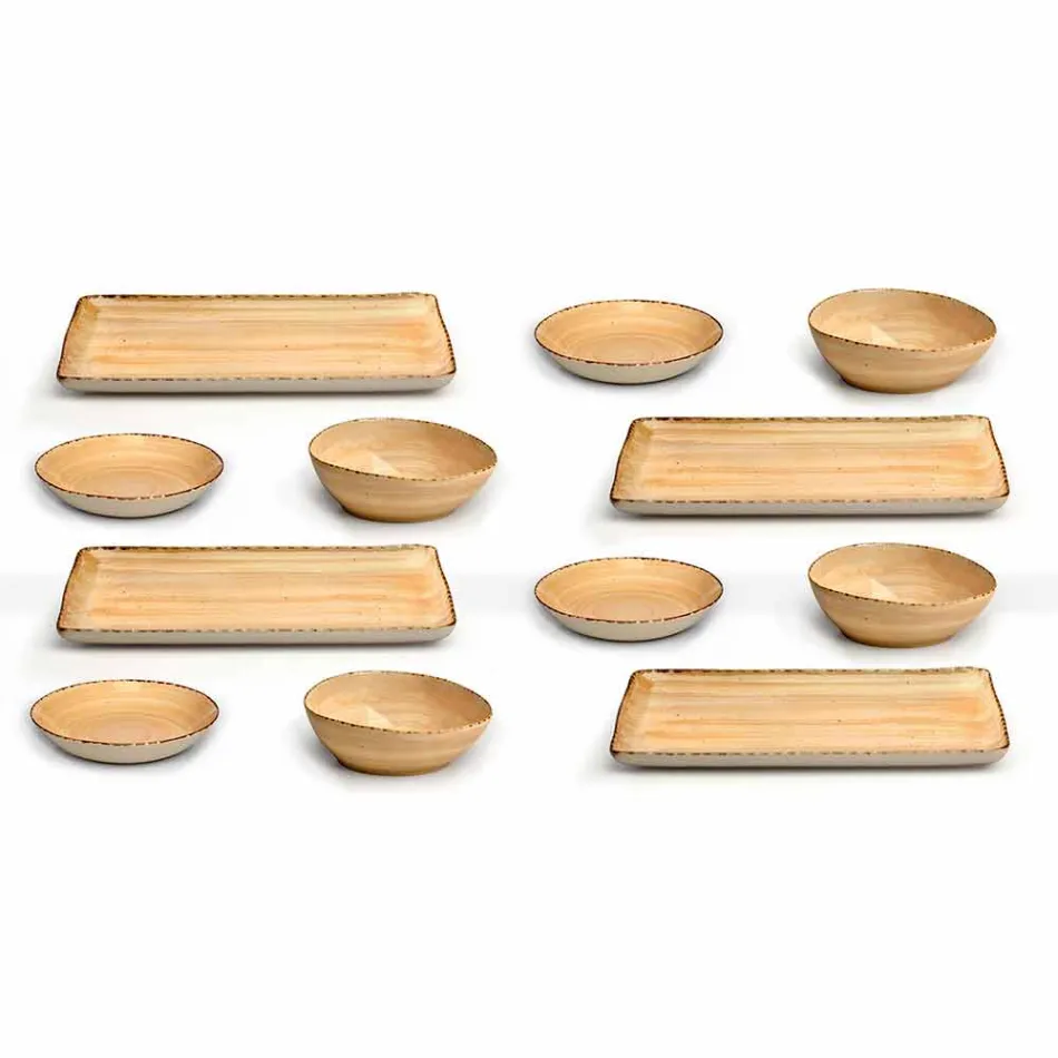 Service 12 Obdélníkové a kulaté barevné kamenné desky, moderní design - Simba Viadurini