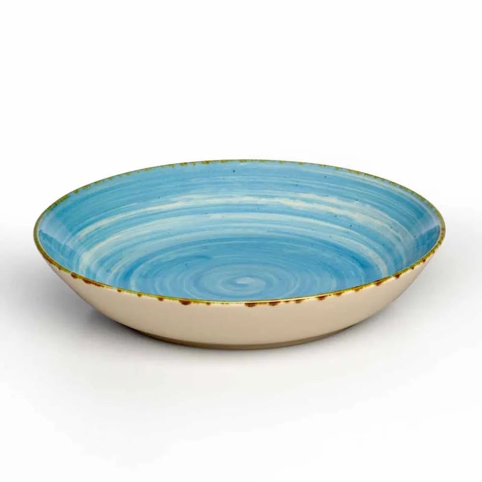 Service 12 Obdélníkové a kulaté barevné desky Moderní design v kamenina - Simba Viadurini