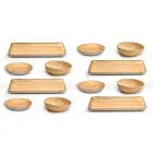 Service 12 Obdélníkové a kulaté barevné desky Moderní design v kamenina - Simba Viadurini