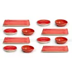 Service 12 Obdélníkové a kulaté barevné desky Moderní design v kamenina - Simba Viadurini