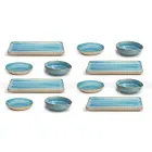 Service 12 Obdélníkové a kulaté barevné desky Moderní design v kamenina - Simba Viadurini