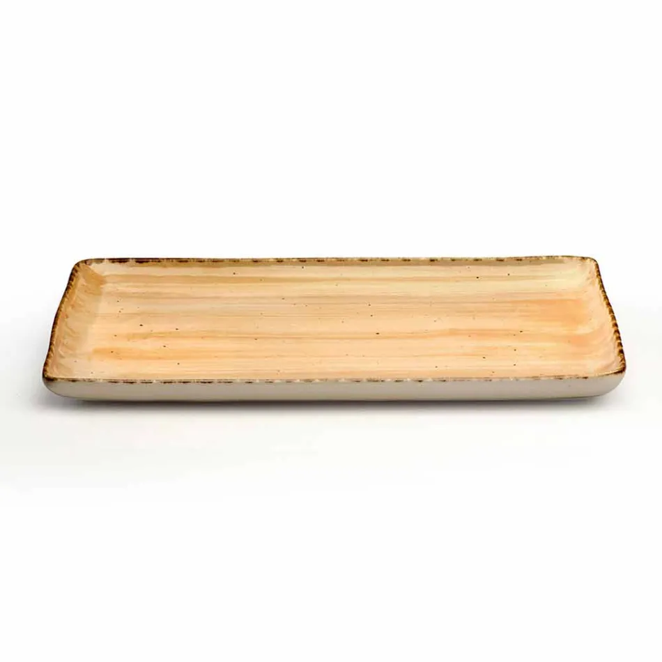 Service 12 Obdélníkové a kulaté barevné desky Moderní design v kamenina - Simba Viadurini