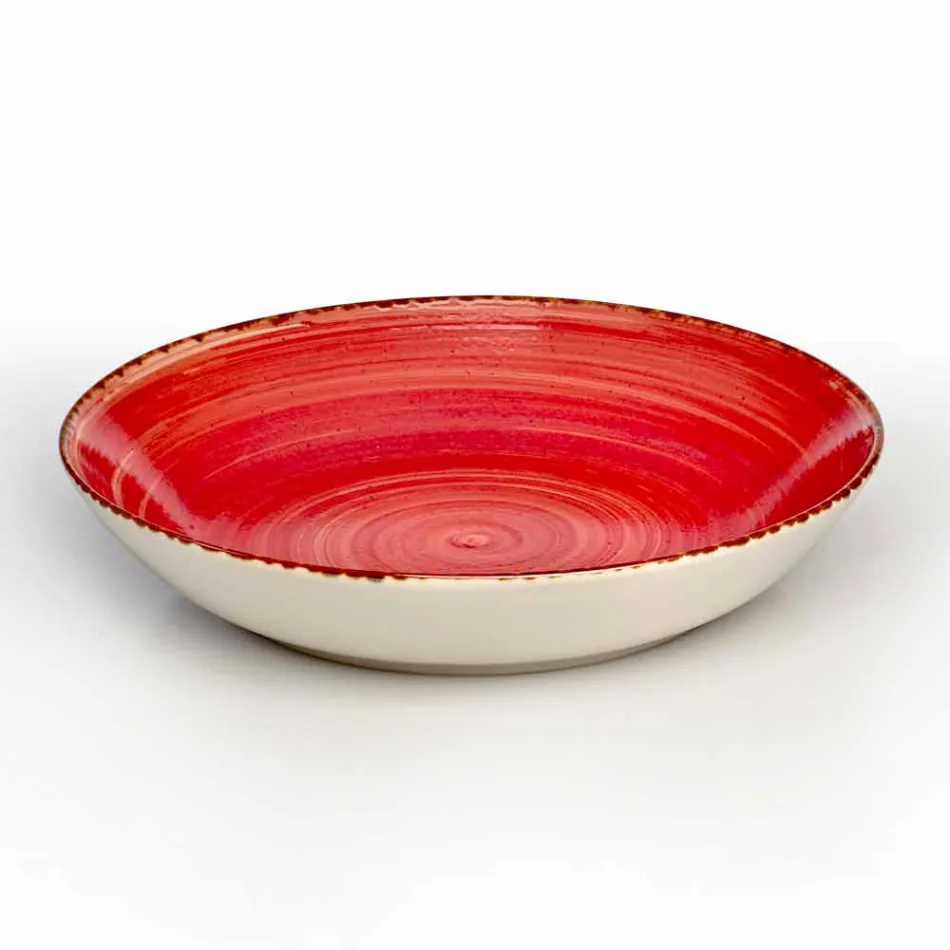 Service 12 Obdélníkové a kulaté barevné desky Moderní design v kamenina - Simba Viadurini