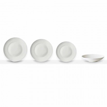 Sada 24 bílých porcelánových talířů klasického designu - Romilda Viadurini