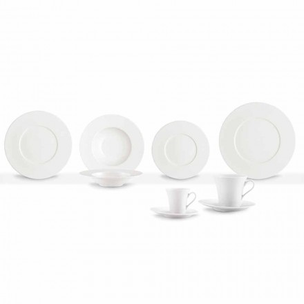 Služba 24 moderních bílých talířů a 12 porcelánových šálků - Monako Viadurini