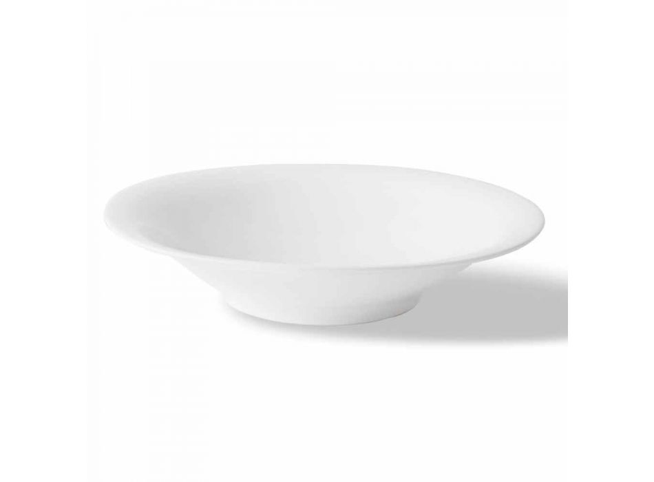 24 Elegantní talíře na večeři v bílém porcelánovém designu - Doriana Viadurini