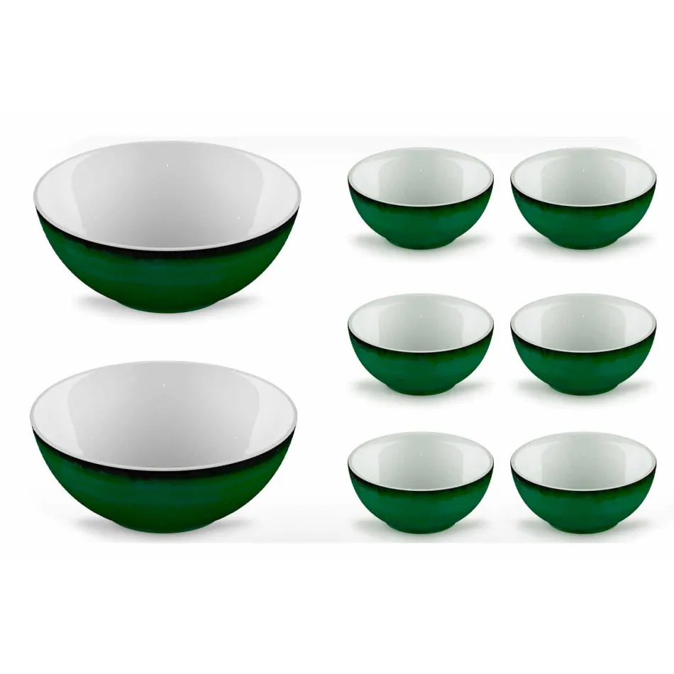 Servírujte 6 misek na zmrzlinu a 2 misky z barevného porcelánu - Rurolo Viadurini