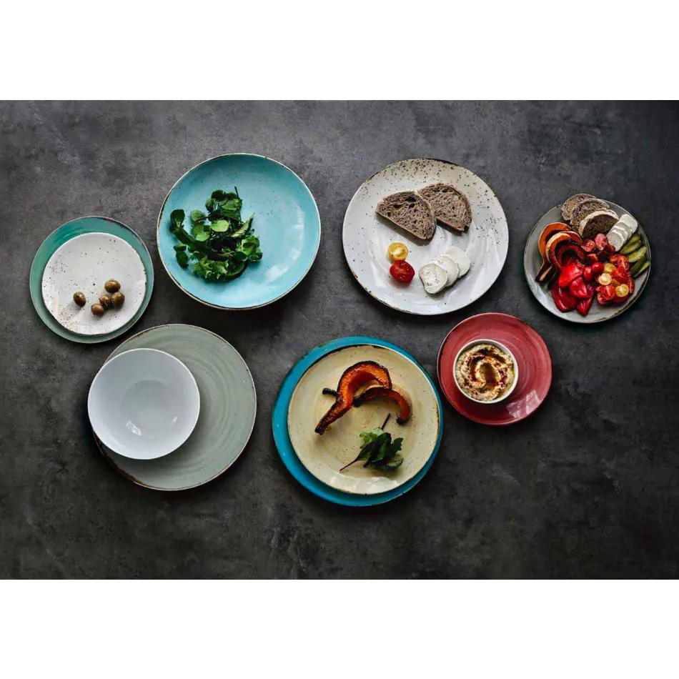 Servírujte 6 misek na zmrzlinu a 2 misky z barevného porcelánu - Rurolo Viadurini