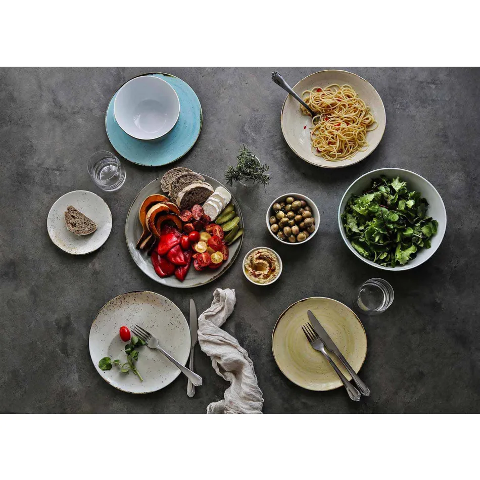 Servírujte 6 misek na zmrzlinu a 2 misky z barevného porcelánu - Rurolo Viadurini