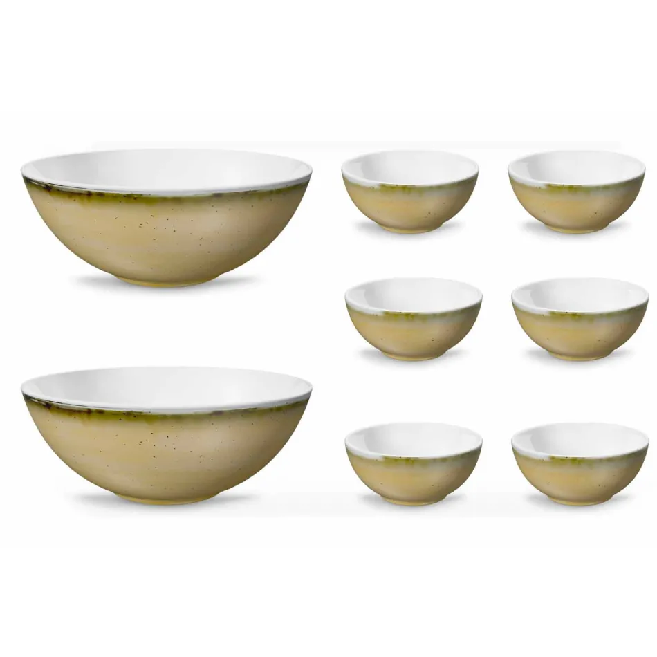 Servírujte 6 misek na zmrzlinu a 2 misky z barevného porcelánu - Rurolo Viadurini