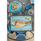 Sada 8 moderních obdélníkových desek a barevných kameninových misek - Simba Viadurini