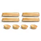 Sada 8 moderních obdélníkových desek a barevných kameninových misek - Simba Viadurini