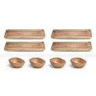 Sada 8 moderních obdélníkových desek a barevných kameninových misek - Simba Viadurini