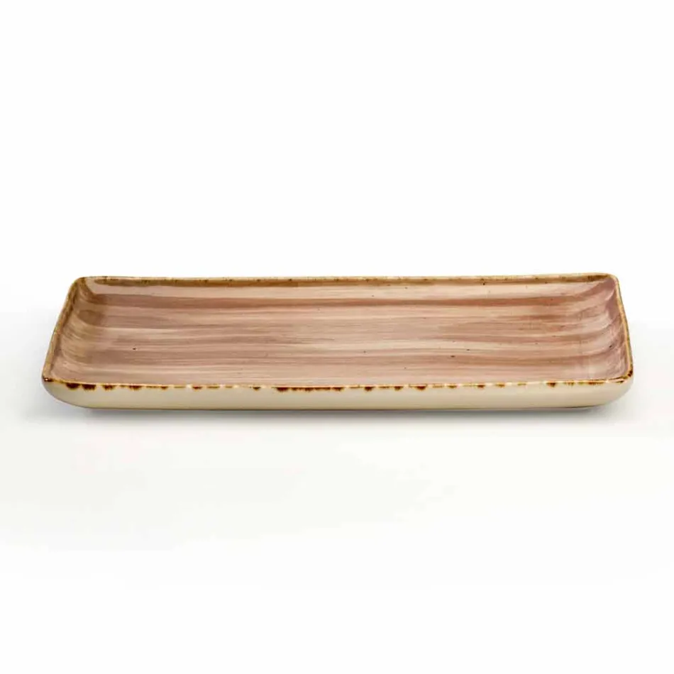 Sada 8 moderních obdélníkových desek a barevných kameninových misek - Simba Viadurini