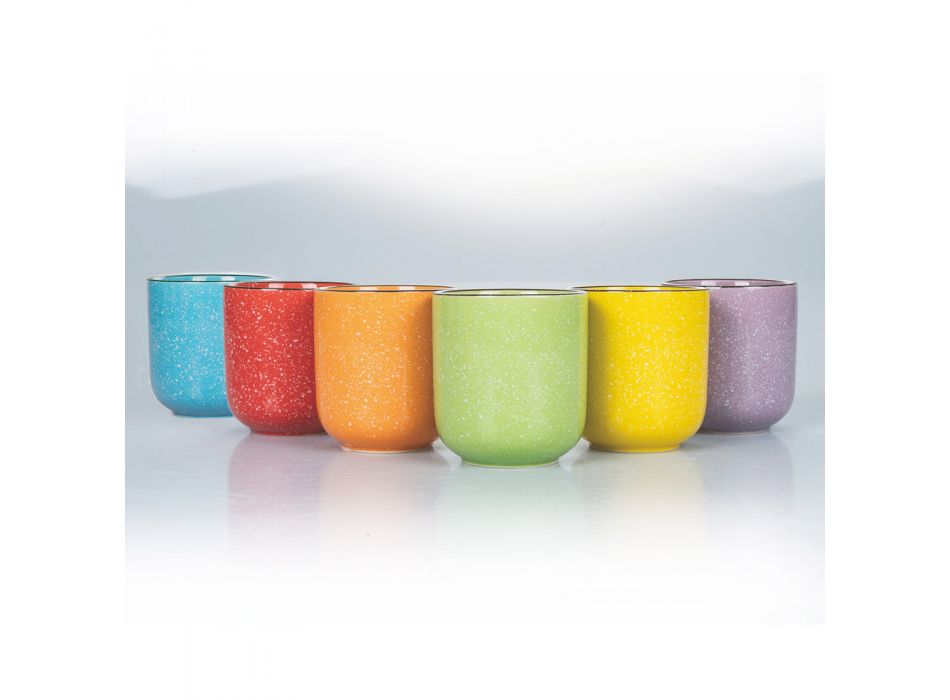 Sada barevných hrnkových keramických sklenic na vodu 12 kusů - Abruzzo Viadurini