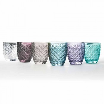 Barevná a zdobená vodní sklenice Service 12 kusů skla - Lozenge
