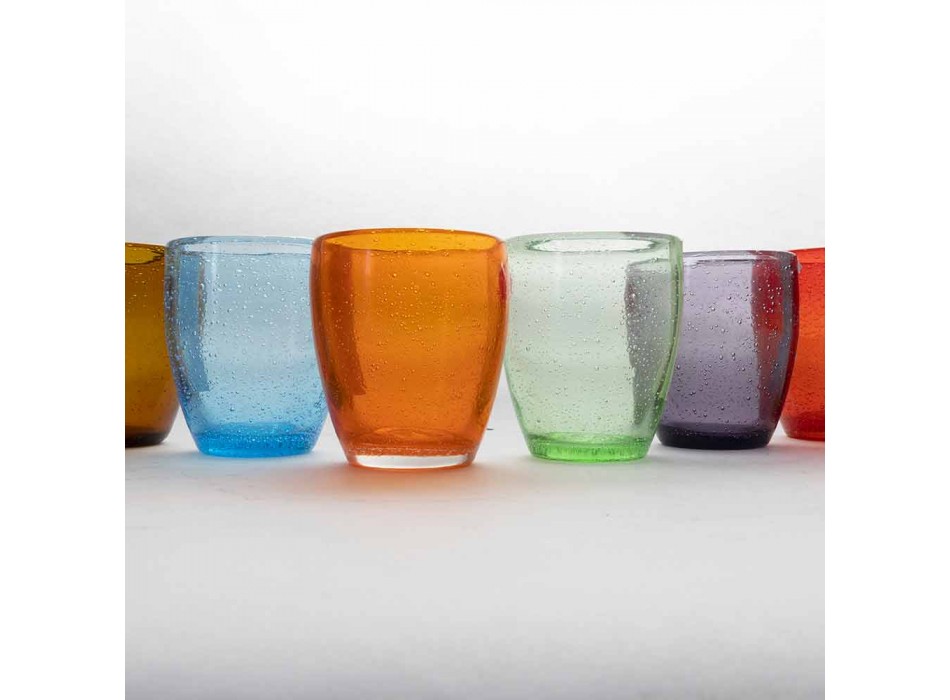 Vodní sklo Service v barevné a moderní sklo 6 kusů - Guerrero Viadurini