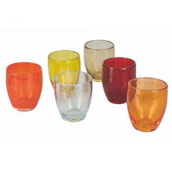 12 kusů barevných foukaných skleněných sklenic na vodu - Guerrero