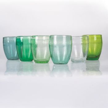 12 kusů barevných foukaných skleněných sklenic na vodu - Guerrero